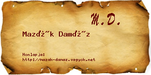Mazák Damáz névjegykártya